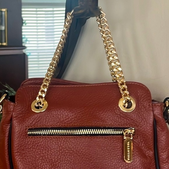 Brand New Valentina Genuine Leather Chain Convertible Handbag Crossbody Purse - Picture 6 of 16